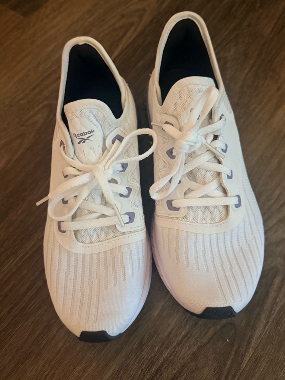 Reebok White Athletic Lace-Up Sneakers with Black Trim